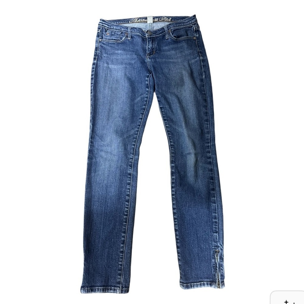 Abercrombie and Fitch Vintage Y2K Zipper Ankle Skinny Jean Size 4 Moose Logo
